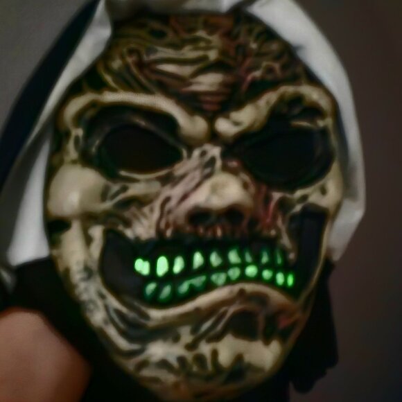 Fun World Glow in the Dark Teeth Hooded Nun Mask Zombie Halloween Adult Costume - Picture 2 of 8